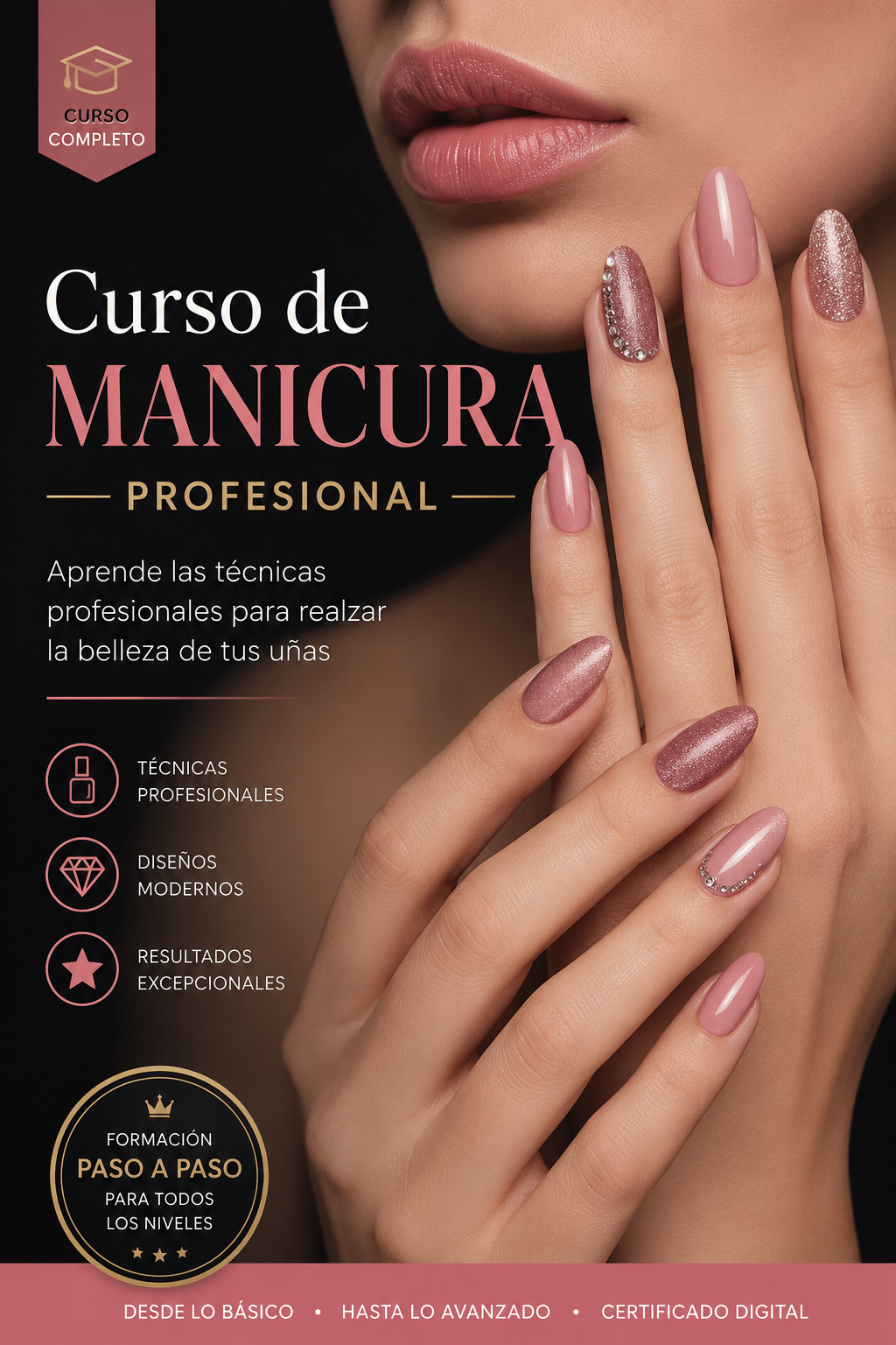 🌸 Become a professional nail technician from scratch, master the most in-demand techniques in the market, and generate your first weekly income working independently.